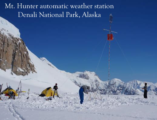 Dr. Osterberg's research team at Mt. Hunter automatic weather station, Denali National Park, Alaska